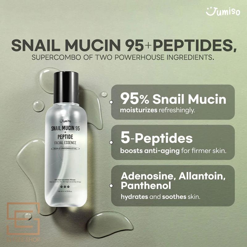 اسنس آبرسان و ترمیم کننده حلزون و پپتاید جومیسو حجم 140 میلی لیترJumiso Snail Mucin 95 + Peptide Essence 140ml
