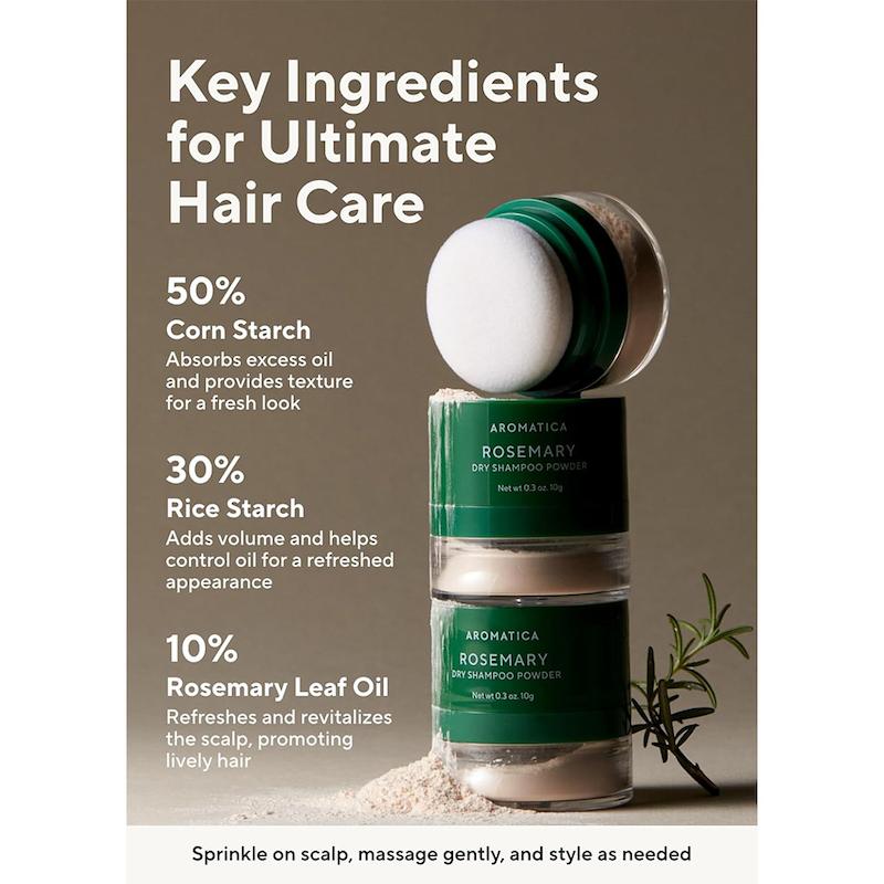 پودر شامپو خشک رزماری آروماتیکا | Aromatica Rosemary Dry Shampoo Powder