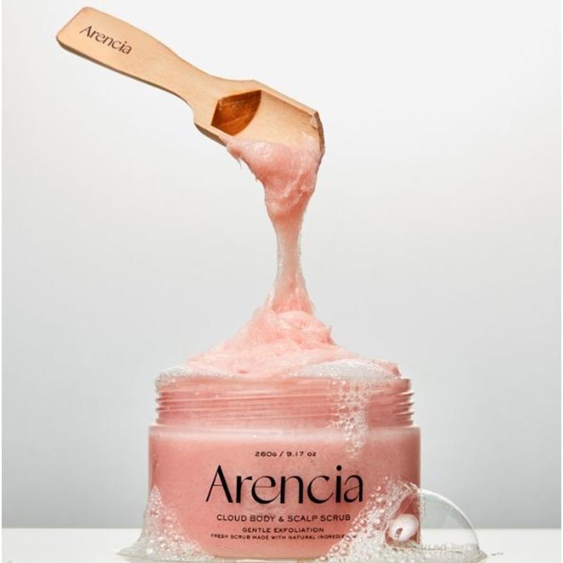 اسکراب بدن و پوست سر ابری اسطوخودوس و گلابی آرنسیا (Fresh cloud body & scalp scrub lavender & pear Arencia)