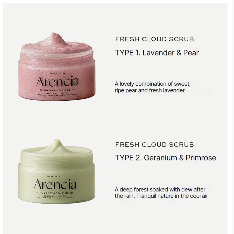 اسکراب بدن و پوست سر ابری اسطوخودوس و گلابی آرنسیا (Fresh cloud body & scalp scrub lavender & pear Arencia)