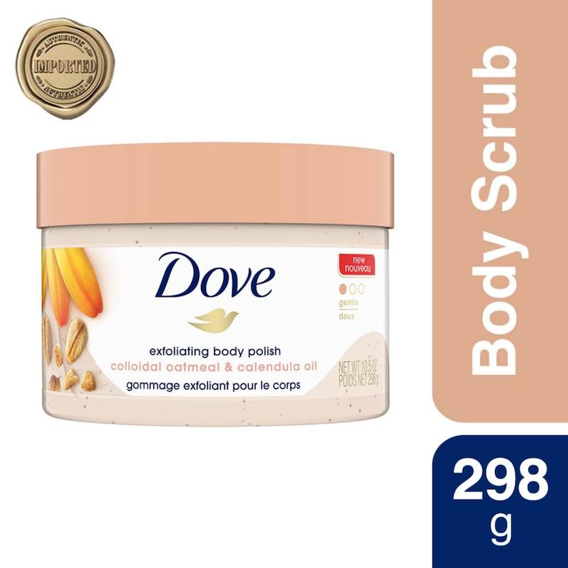 اسکراب بدن داو رایحه جو و کالاندولا Dove Exfoliating Body Polish Scrub for Silky Skin Oatmeal & Calendula Oil Body Scrub