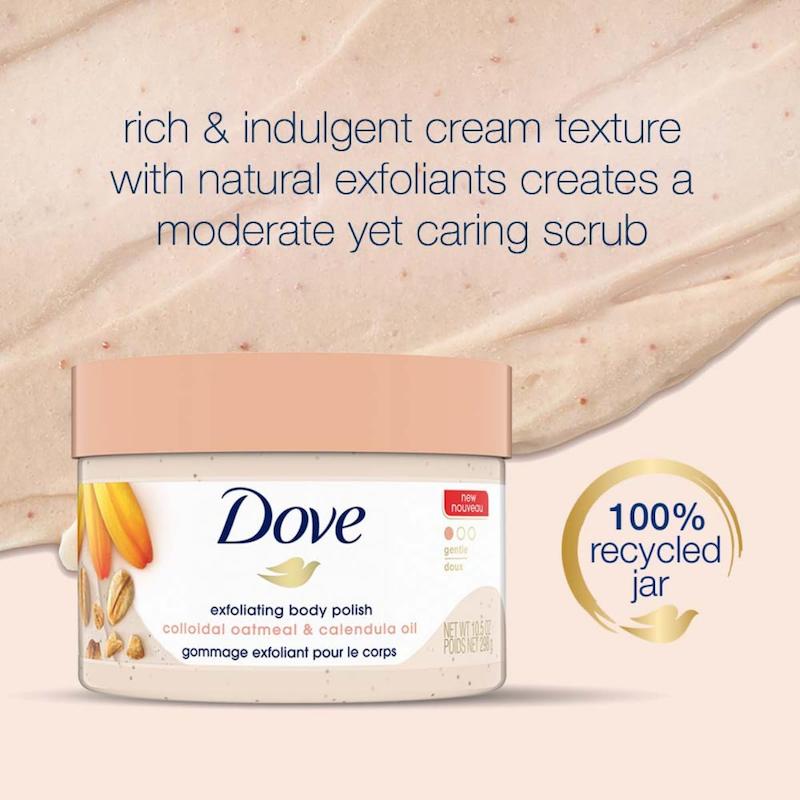 اسکراب بدن داو رایحه جو و کالاندولا Dove Exfoliating Body Polish Scrub for Silky Skin Oatmeal & Calendula Oil Body Scrub