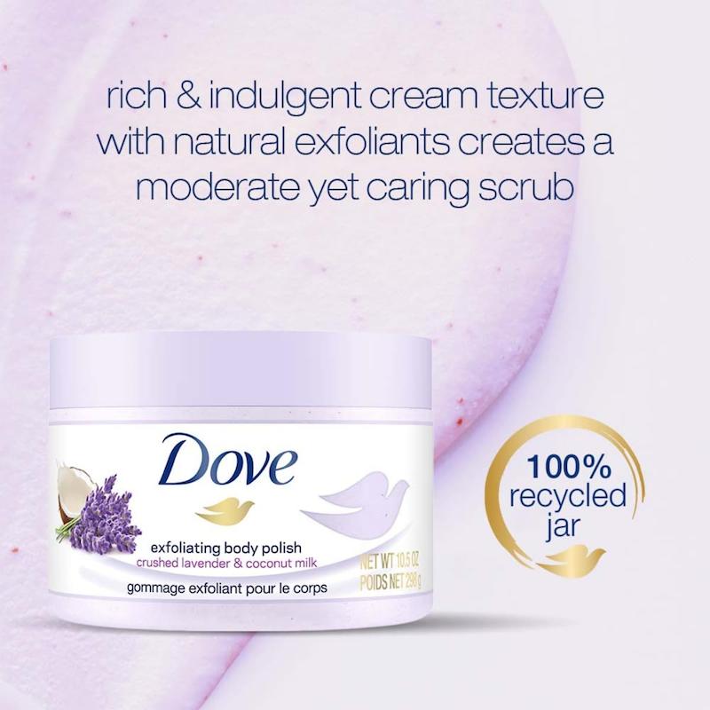 اسکراب بدن داو رایحه لوندر و نارگیل Dove Exfoliating Body Polish Body Scrub Crushed Lavender & Coconut Milk 