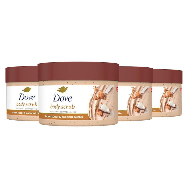 اسکراب بدن داو رایحه شکر قهوه ای و کره نارگیل Dove Scrub For Silky Smooth Skin Brown Sugar & Coconut Butter Body Scrub 