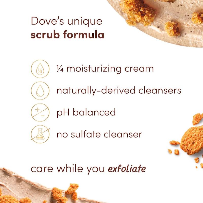 اسکراب بدن داو رایحه شکر قهوه ای و کره نارگیل Dove Scrub For Silky Smooth Skin Brown Sugar & Coconut Butter Body Scrub 