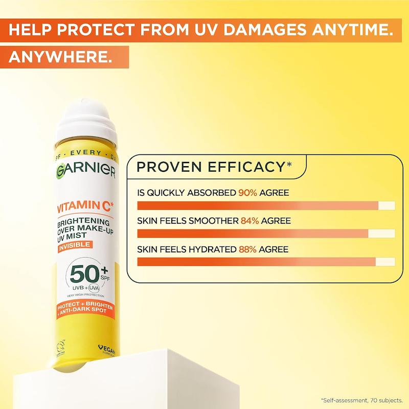 اسپری ضدآفتاب ویتامین C گارنیر قابل استفاده روی آرایش | Garnier Ambre Solaire Vitamin C SPF50+ Invisible Sun Protection Mist