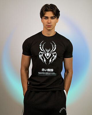 T shirt black spider