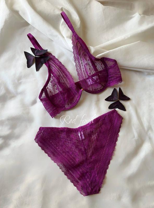 ست‌سوتین و شورت ارغوانیfandago از برند وایت💜