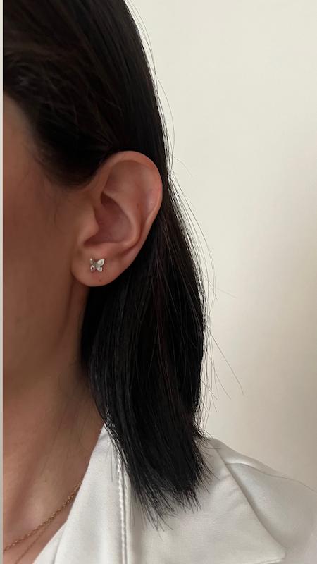 گوشواره پروانه ابکاری نقره