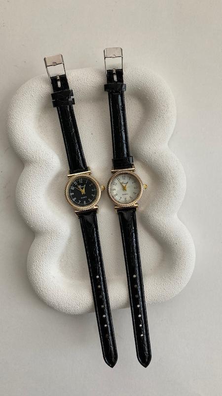 ساعت چرم قاب گندمی 