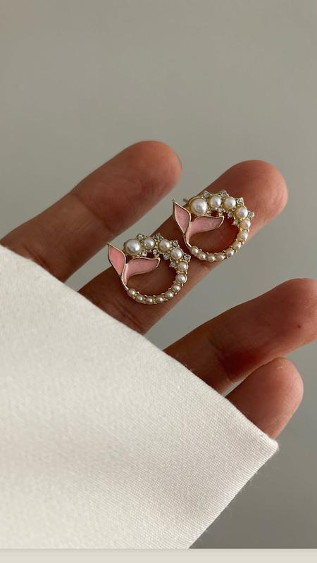 گوشواره دم وال صورتی 