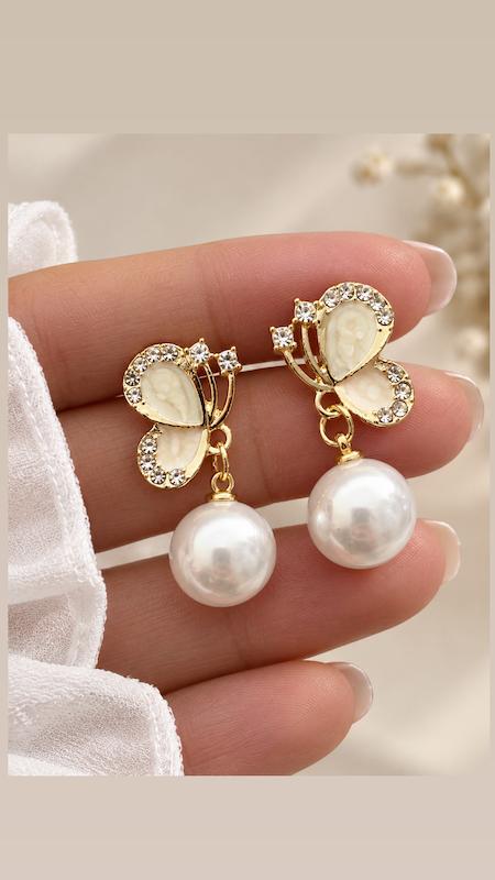 گوشواره پروانه اویز مروارید 