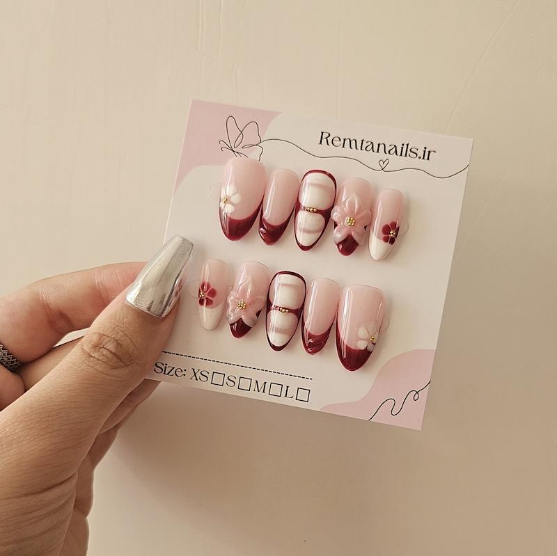 طرح گل برجسته زرشکی 