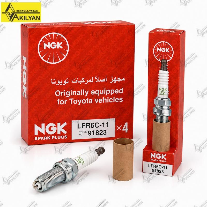 شمع موتور NGK اصلی پایه بلند LFR6C-11 کد 91823 بسته ۴ عددی