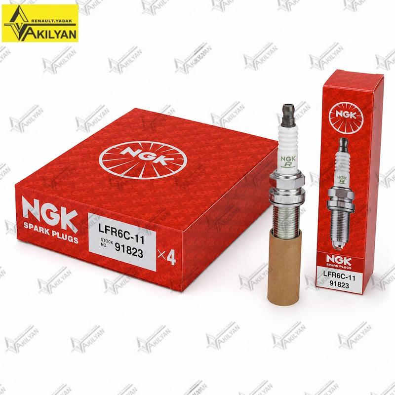 شمع موتور NGK اصلی پایه بلند LFR6C-11 کد 91823 بسته ۴ عددی