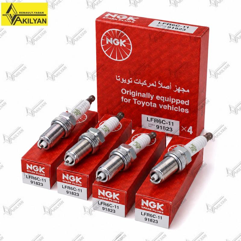 شمع موتور NGK اصلی پایه بلند LFR6C-11 کد 91823 بسته ۴ عددی