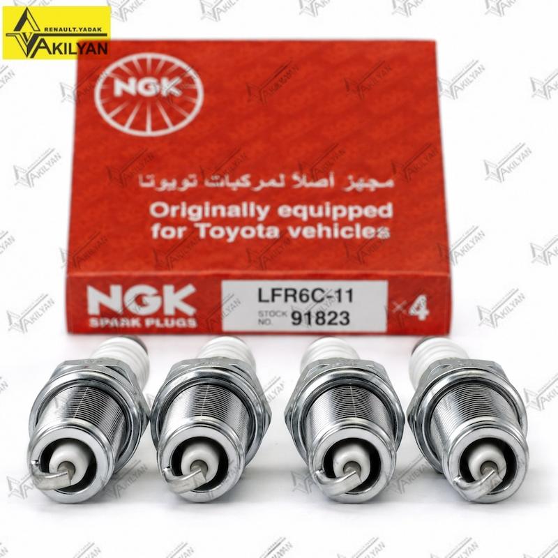 شمع موتور NGK اصلی پایه بلند LFR6C-11 کد 91823 بسته ۴ عددی