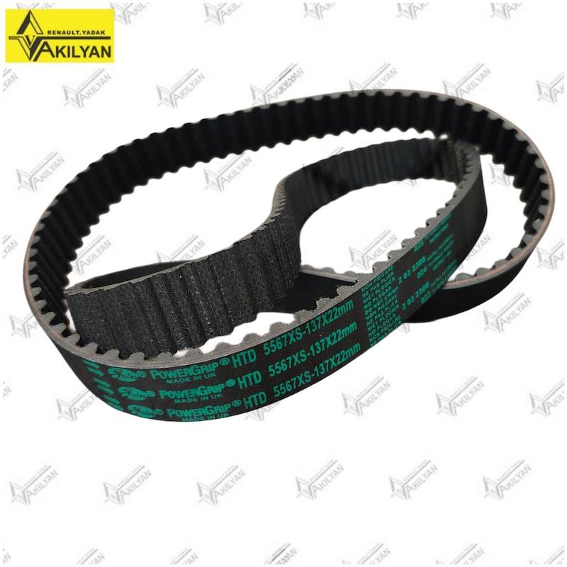 تسمه تایم Gates PowerGrip کیا ریو با کد 5567XS و مشخصات 137×22 میلی‌متر کیت تسمه تایم پاورگریپ کیا ریو شامل تسمه و دو رولر تایم بسته‌بندی Gates کیت تسمه تایم کیا ریو با مشخصات 137S8M22 و کد 5567XS نمای کناری جعبه کیت تسمه تایم Gates کیا ریو با کد K025567XS دو رولر تایم Gates داخل کیت تسمه تایم پاورگریپ کیا ریو