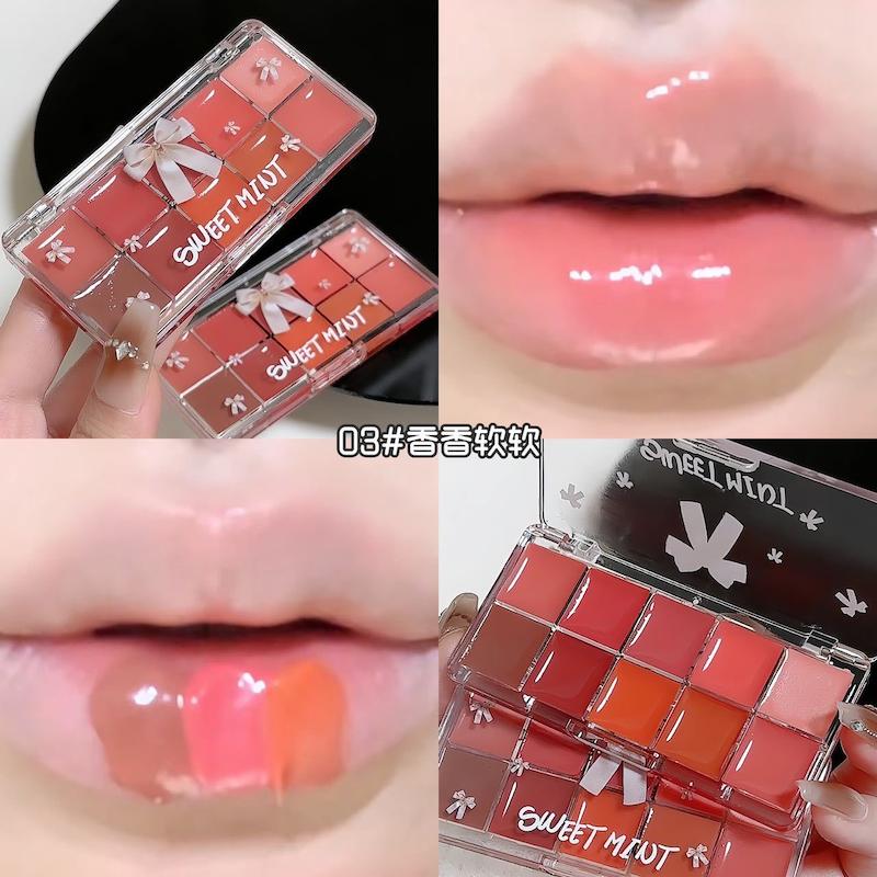 پالت لیپ گلاس ۱۰ رنگ sweet mint