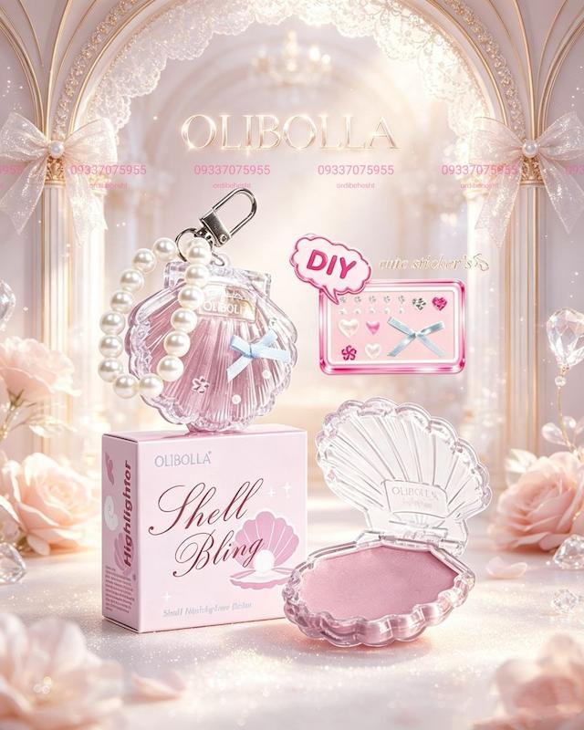 هایلایتر صدفی اولیبولا  Olibolla به همراه چارم و پک استیکر