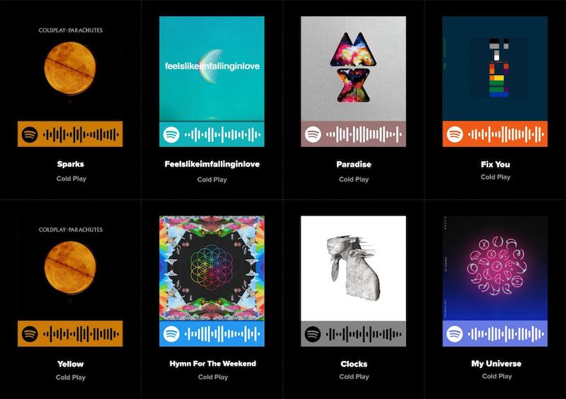پک اسپاتیفای‌کارت ۸تایی Cold play