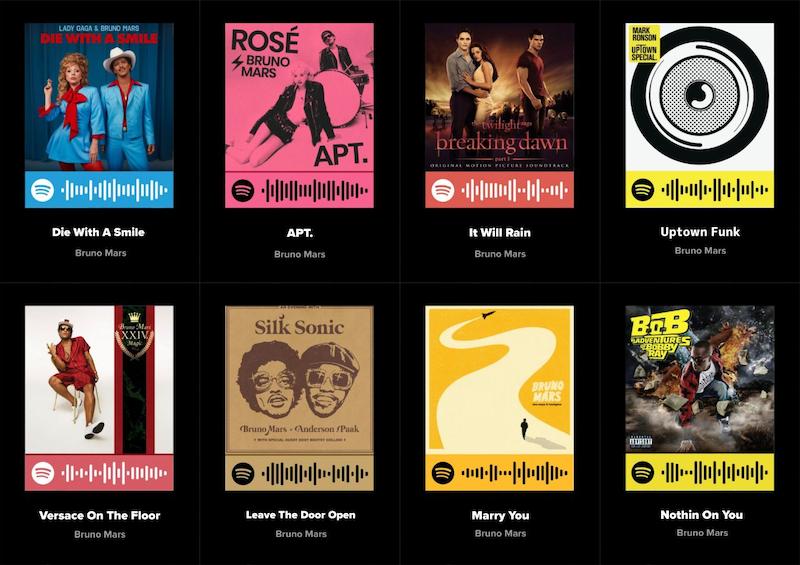 پک اسپاتیفای‌کارت ۸تایی Bruno mars