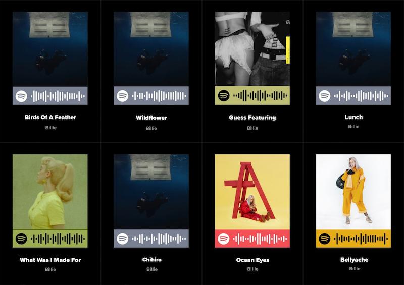 پک اسپاتیفای‌کارت ۸تایی Billie_بیلی ایلیش