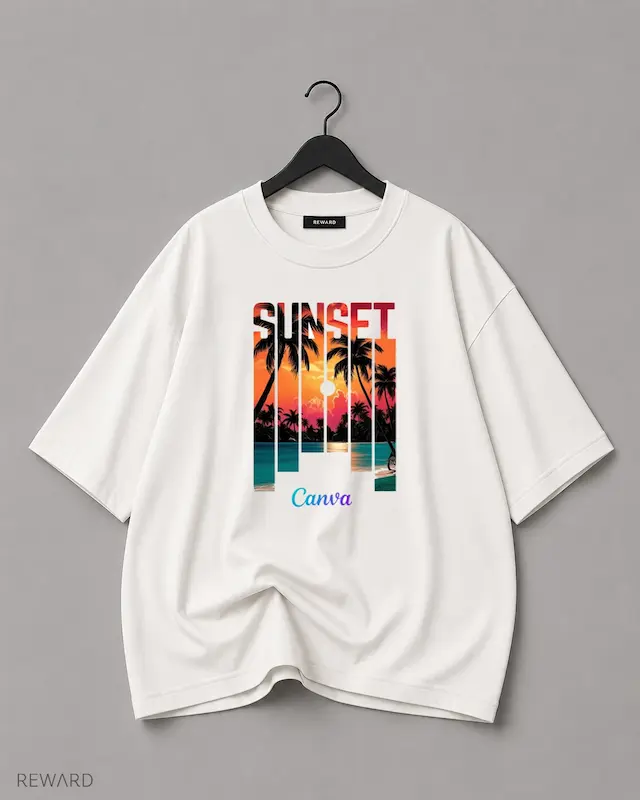 تیشرت سفید یونیسکس Sunset ریوارد با چاپ باکیفیت و ایستایی عالی