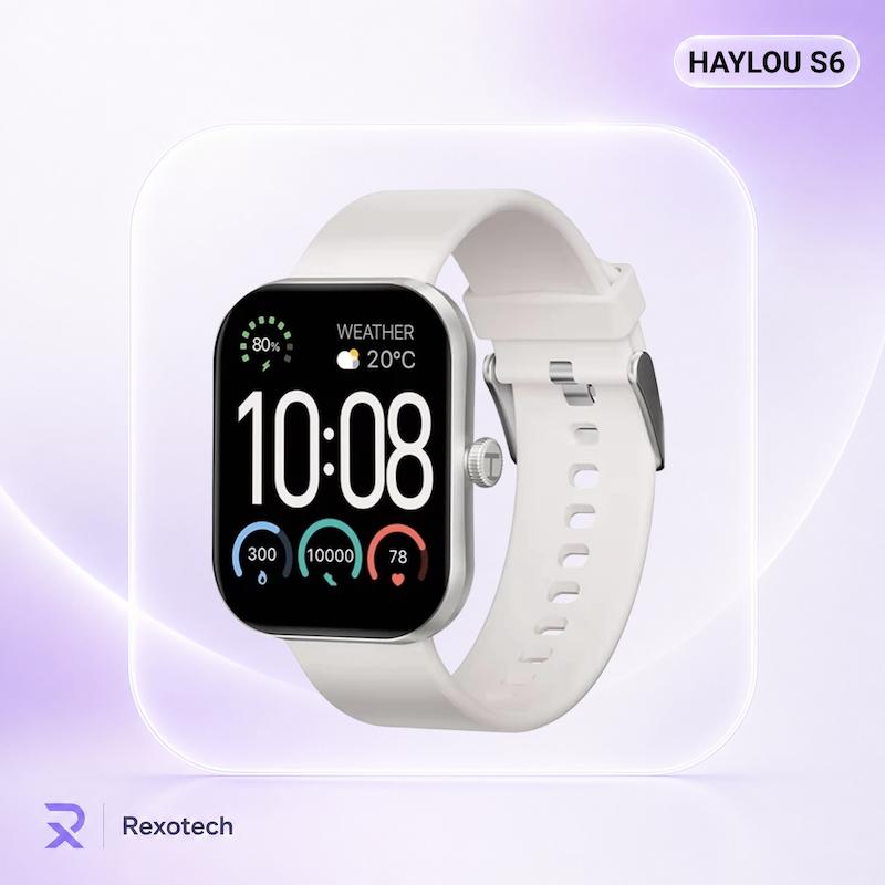 ساعت هوشمند هایلو Haylou S6  نمایشگر ۲.۰۱ اینچ مکالمه بلوتوثی پایش سلامت ضدآب IP68 و باتری ۲۰ روزه
