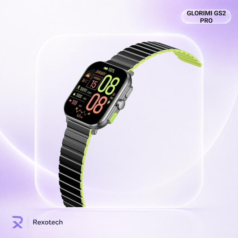 ساعت هوشمند گلوریمی Glorimi GS2 Pro  نمایشگر AMOLED مکالمه بلوتوثی حافظه داخلی ۴ گیگابایت و پایش سلامت