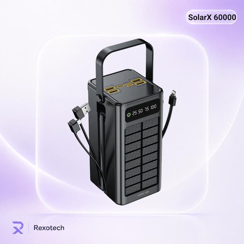 پاوربانک خورشیدی گرین لاین مدل Solar X با ظرفیت 60000 میلی آمپر ساعت