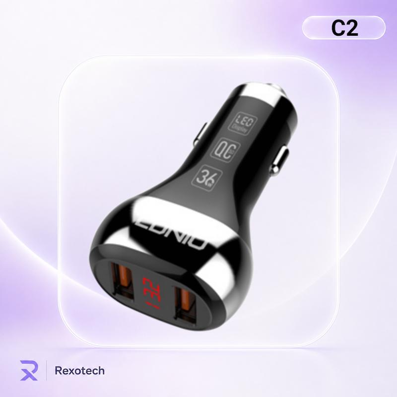 شارژر فندکی الدینیو مدل C2 به همراه کابل USB-C