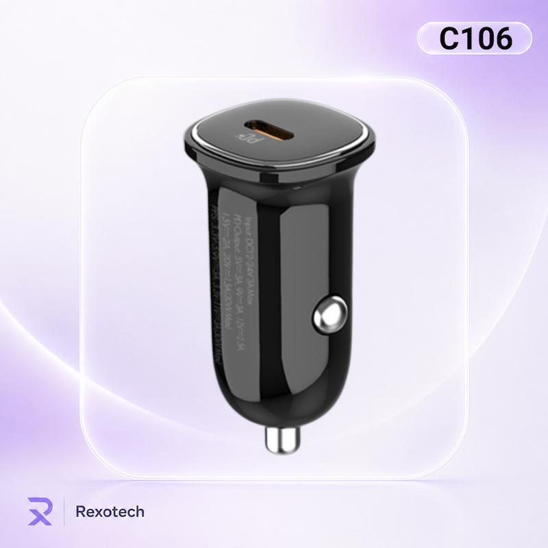 شارژر فندکی الدینیو مدل C106 به همراه کابل USB-C