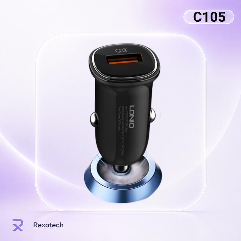 شارژر قندکی الدینیو مدل C105 به همراه کابل USB-C