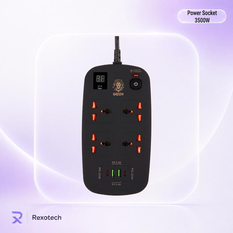 چند راهی برق گرین Green Lion 40W Multiport Smart Power Socket 3500W