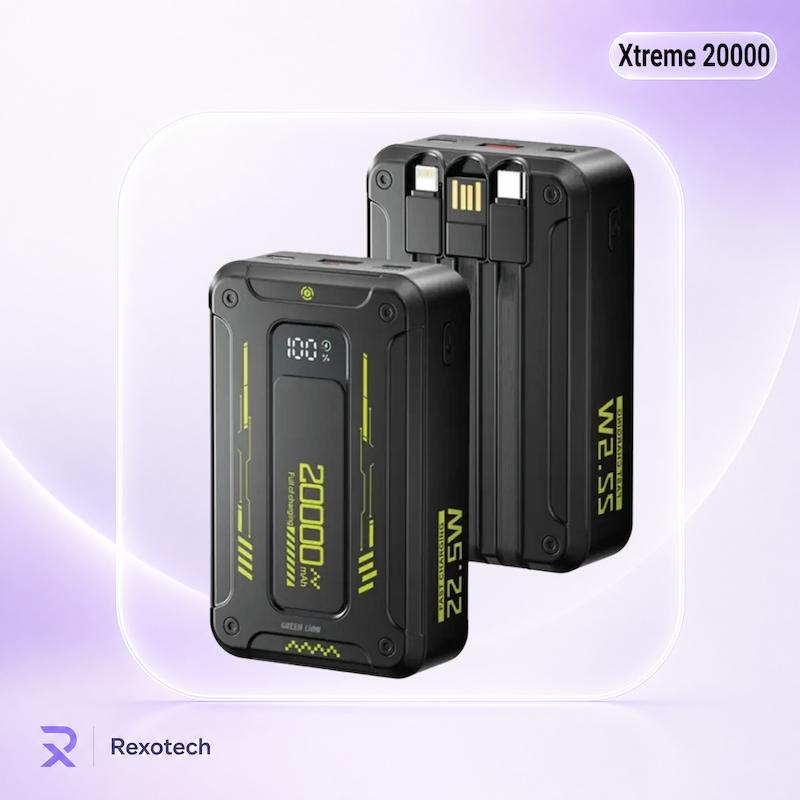 پاوربانک گرین لاین مدل Xtreme با ظرفیت 20000 میلی آمپر ساعت