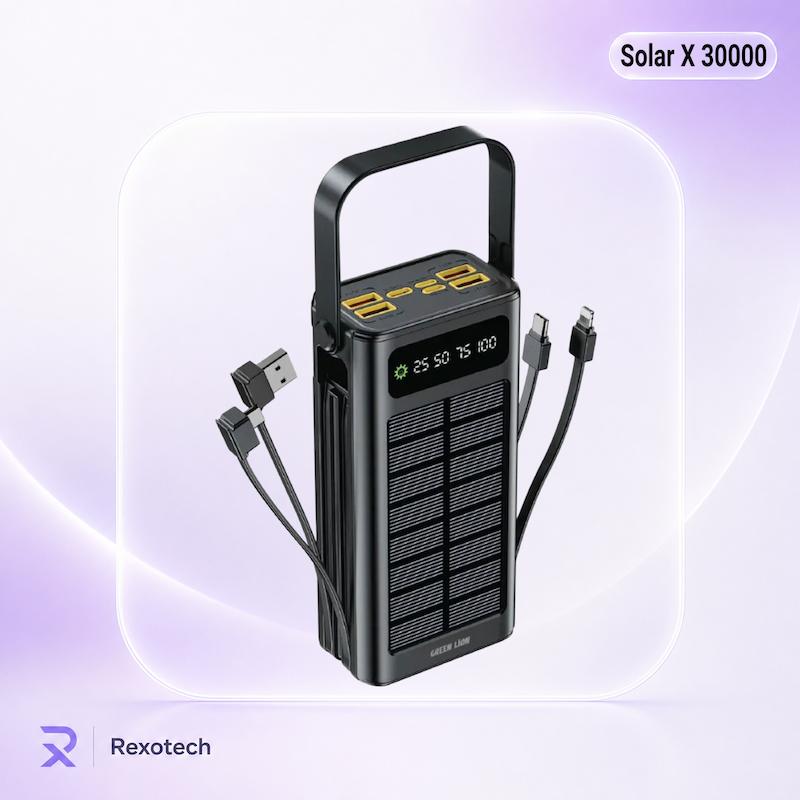 پاوربانک خورشیدی گرین لاین مدل Solar X با ظرفیت 30000 میلی آمپر ساعت