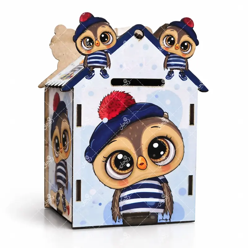 قلک و جاقلمی چوبی طرح جغد کودکانه | مدل دخترانه و پسرانه