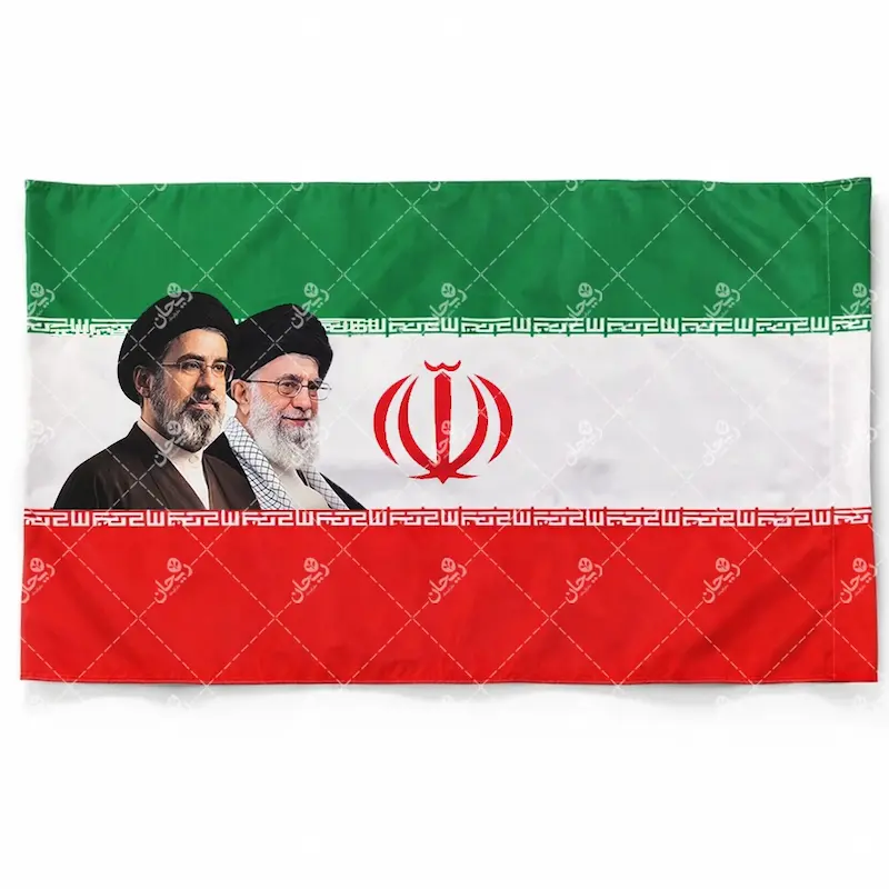 پرچم طرح ایران و رهبری | ساتن درجه‌ یک با چاپ حرفه‌ ای