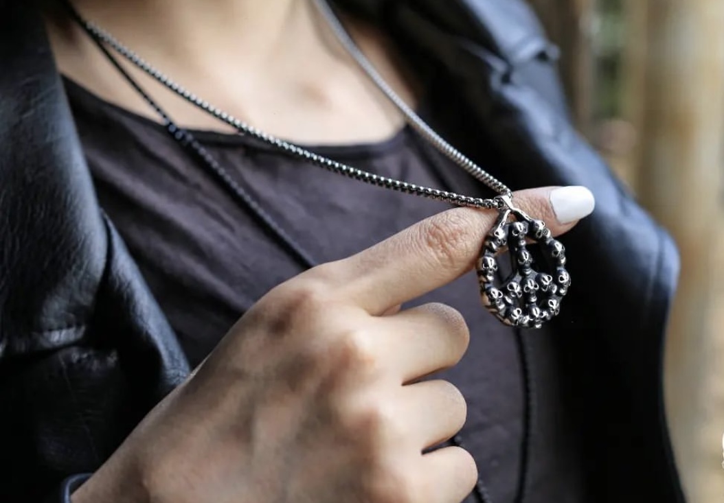 گردنبند Hippie skull استیل 316L