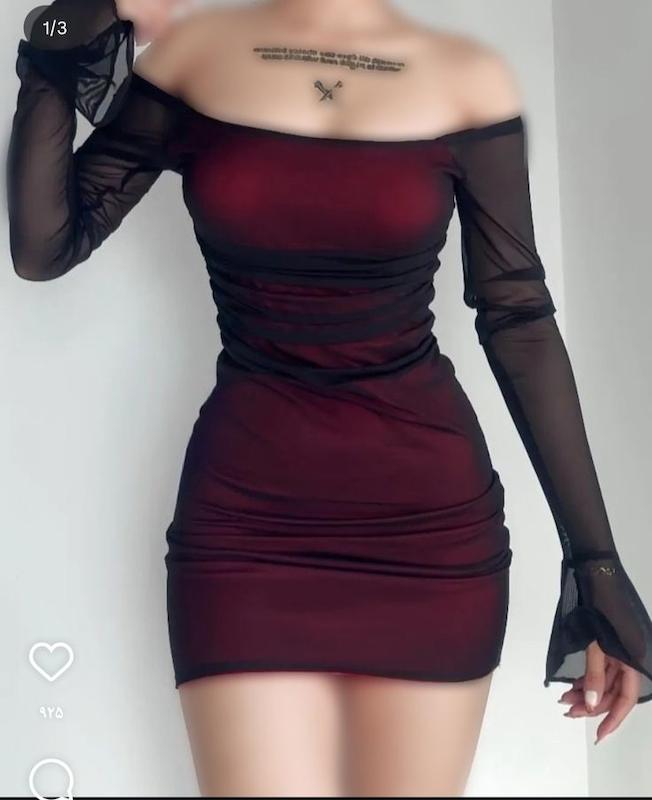 پیراهن رد چری کوتاه ❤️ ( کد ۱۷۰ )