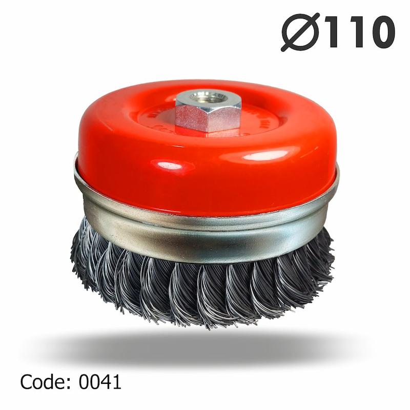 برس کاسه ای طوقه دار بافته 110 یال 22 مرکز مهره سایز 14×2 mm جهان برس