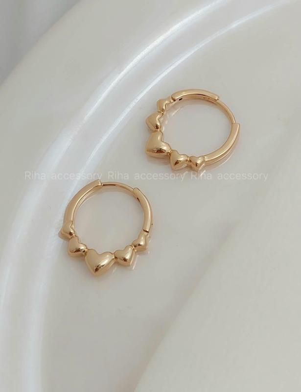 گوشواره ژوپینگ حلقه ای پنج قلب کد ۱۰۲۷