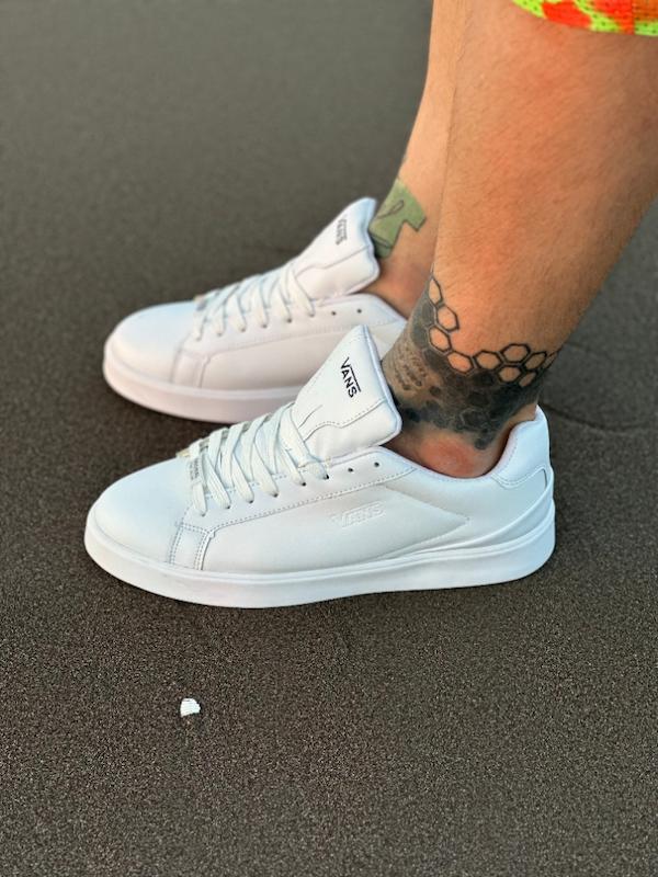 کتونی اسپرت VANS سایز بزرگ سفید تمام (11203)