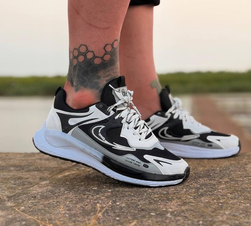 کتونی اسپرت NIKE CHAO مشکی سفید طوسی (11288)