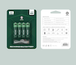 باتری قلمی شارژی Green Lion Zn-Ni AAA 1.6V مدل Rechargeable Battery Type-C (بسته ۴ عددی)