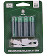 باتری قلمی شارژی Green Lion Zn-Ni AAA 1.6V مدل Rechargeable Battery Type-C (بسته ۴ عددی)