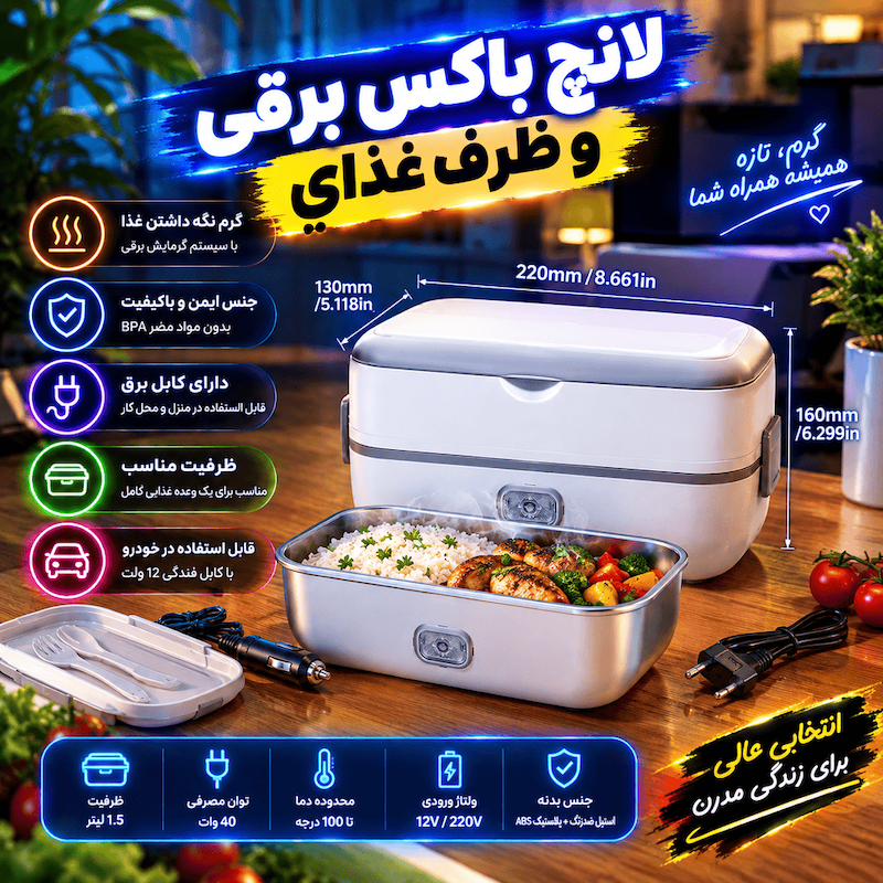 ​لانچ باکس برقی و ظرف غذای مدل Cooking Lunch Box 
