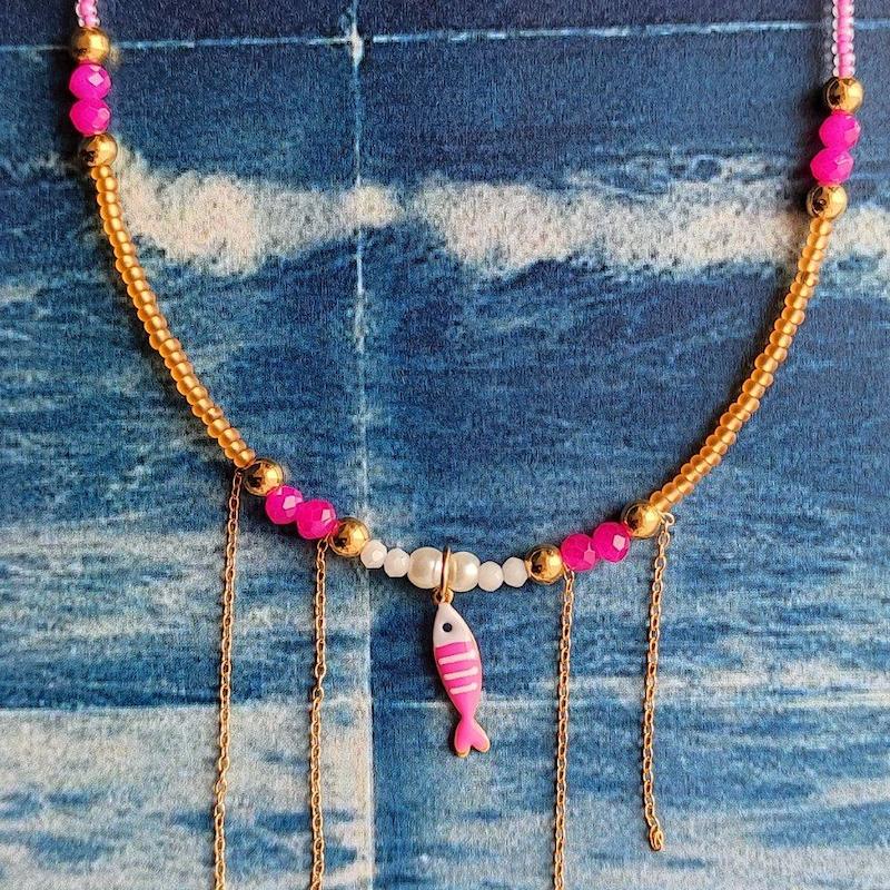 گردنبند ماهی صورتی