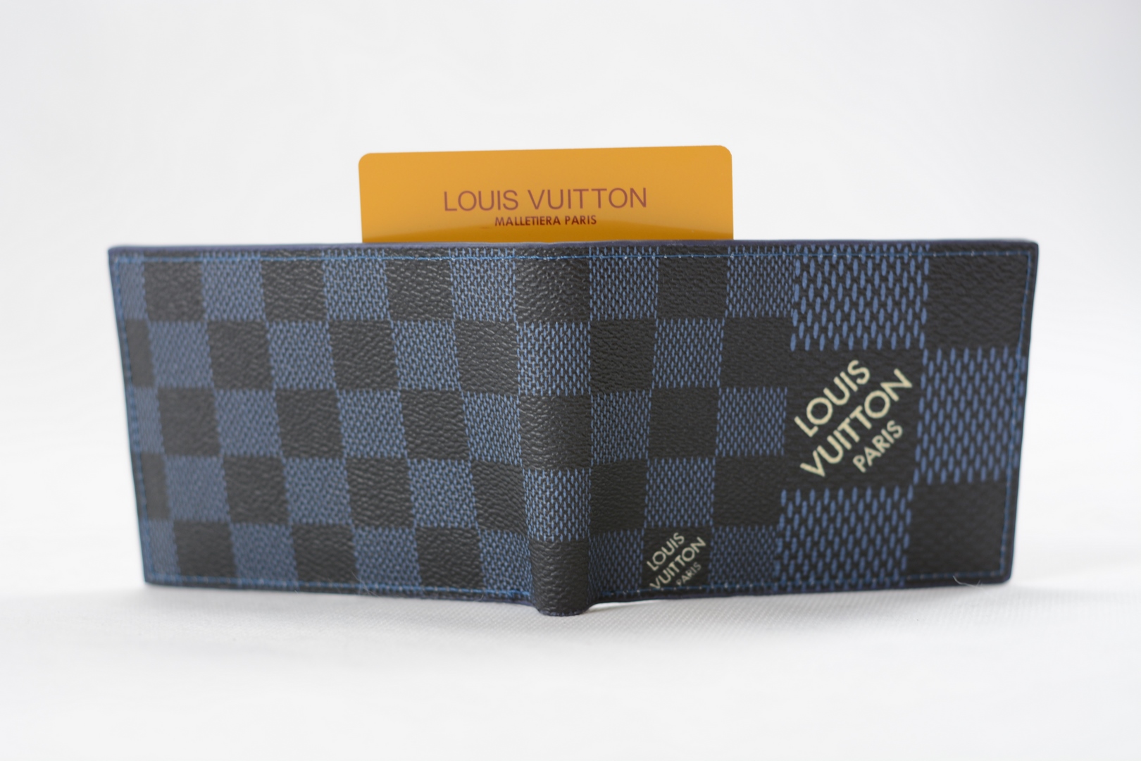 کیف پول مردانه چهارخانه سرمه ای ال وی 2024 (Louis Vuitton)